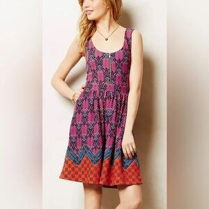 Anthropologie Maeve Amapola A-Line Fit & Flare Dress in Magenta, size 6